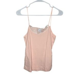 Erika Taylor Vintage Pink Cotton Lace Tank Top Size Medium